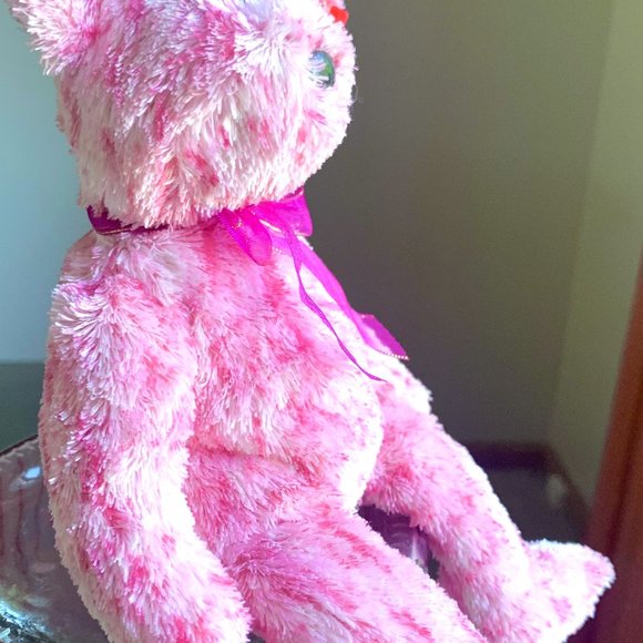 2002 4577 Valentine's Pink Smitten Retired Ty Beanie Baby Teddy Bear Plush MWMT - Picture 4 of 7